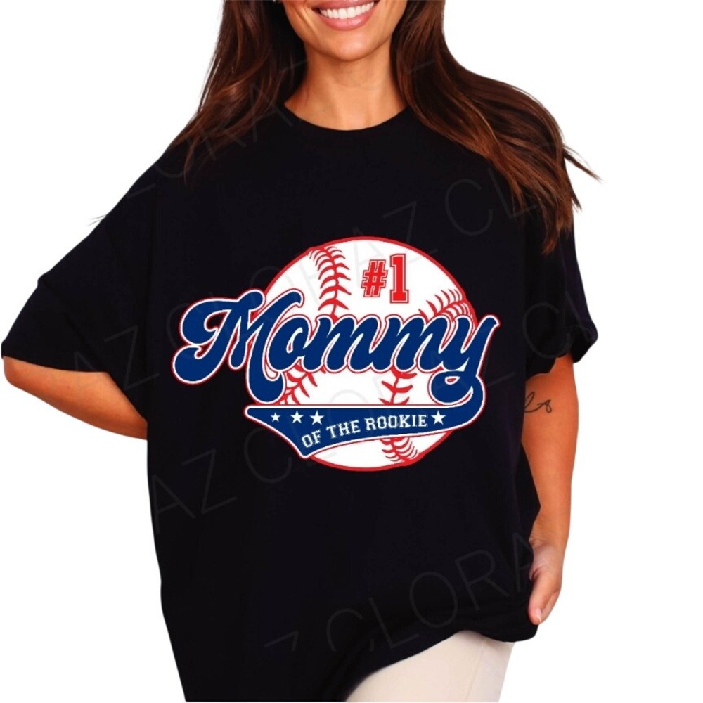 Gildan Mommy of The Rookie Baseball T Shirt Navy Blue 2XL Graphic Tee NEW
